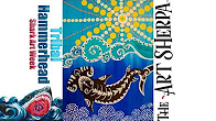 The Art Sherpa: Dot Painting on Canvas of a Tribal Hammerhead Shark