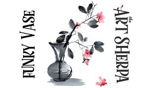 The Art Sherpa: How to paint with Acrylic Funky sakura flowers in a VASE