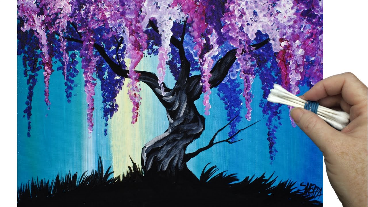 The Art Sherpa: Wisteria Willow Tree Q Tip Painting Technique